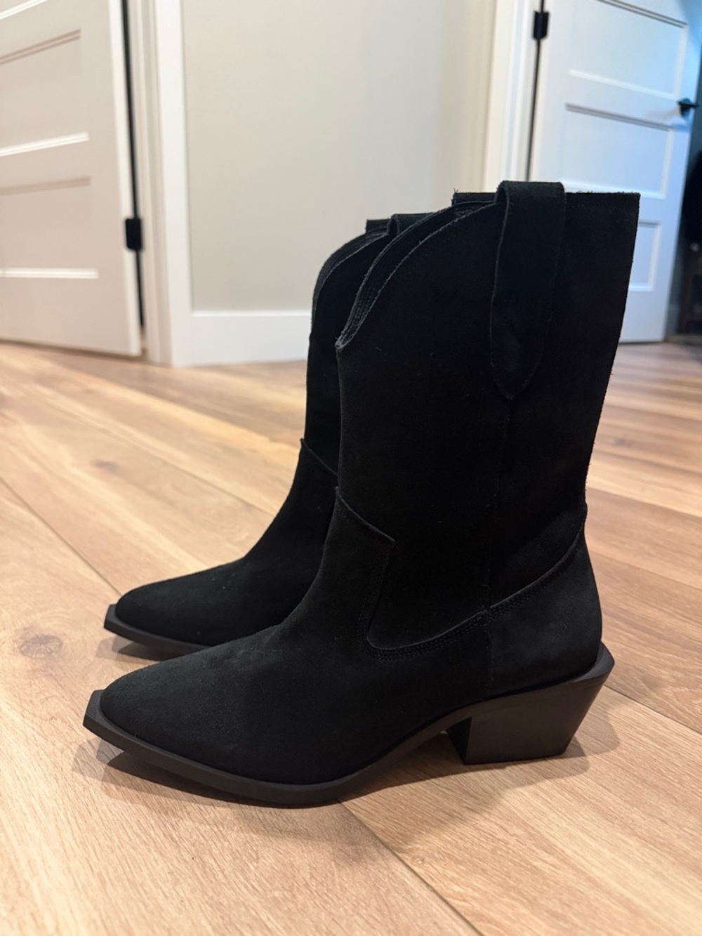 Tony Bianco Black Suede Western Ankle Boots